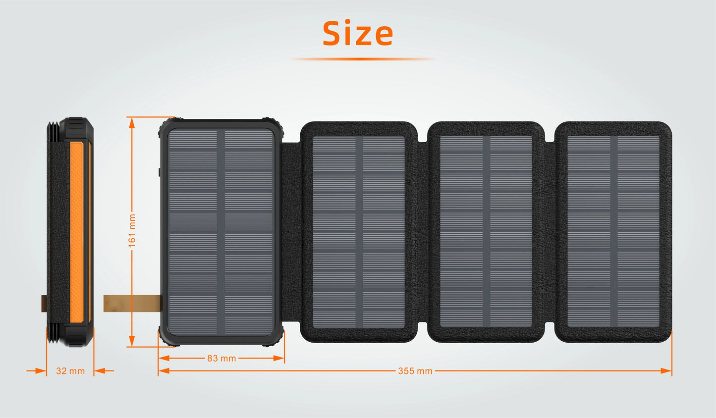 Foldable 1+3 Solar Panel Power Bank Portable Charger 20.000mAh (20W)