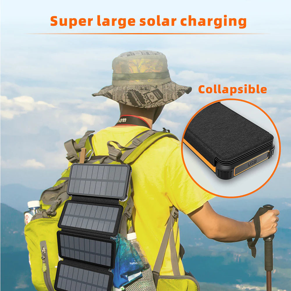Foldable 1+3 Solar Panel Power Bank Portable Charger 20.000mAh (20W)