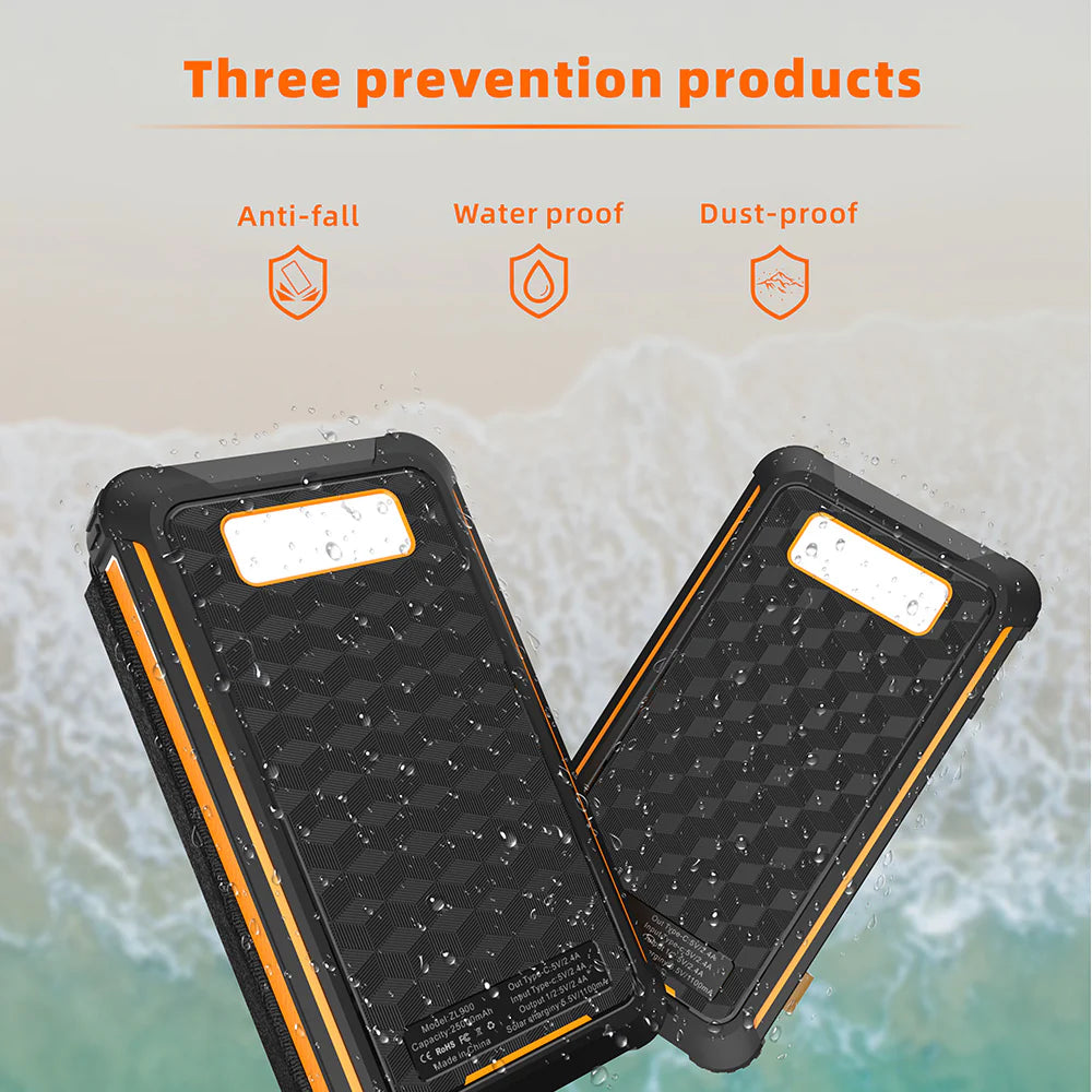 Foldable 1+3 Solar Panel Power Bank Portable Charger 20.000mAh (20W)